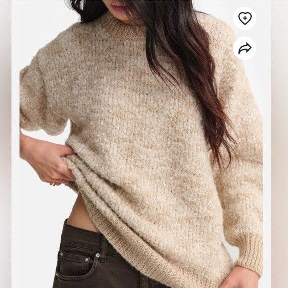 MATE The Label Alpaca Pima Cotton Sweater NWOT SZ L Ethical Undyed BEIGE $225 - Picture 3 of 6